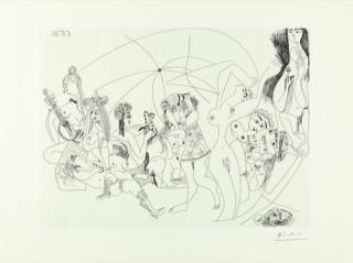 Pablo Picasso - Plaisanterie autour du bain turc. Jeux, musique et gâteaux.