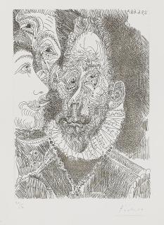 Pablo Picasso - Portrait-Charge d\'un Personnage, en Larmes, Pl. 194, from Séries 347