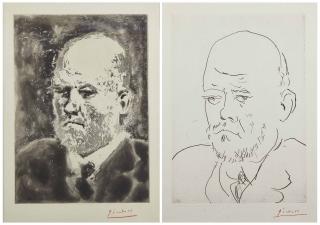 Pablo Picasso - Portrait de Vollard I & III, from: La Suite Vollard