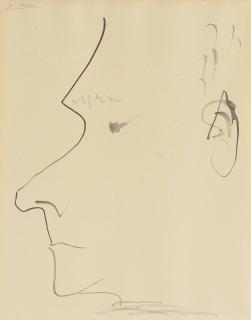 Pablo Picasso - Profil d\'homme (recto); Deux hommes de profil (verso)