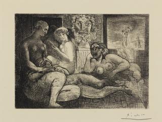 Pablo Picasso - Quatre Femmes Nues Et Tête Sculptée (Bloch: 219; Baer: 424)