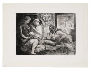 Pablo Picasso - Quatre femmes nues et tête sculptée, from: La Suite Vollard