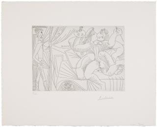 Pablo Picasso - Raphaël et la fornarina. XXII: Michel-Ange sous le lit; entre Piero Crommelynck, from La Serie 347