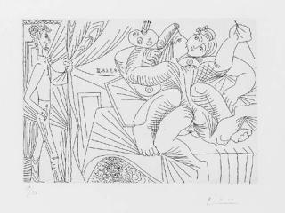 Pablo Picasso - Raphaël Et La Fornarina. XXii: Michel-Ange Sous Le Lit; Entre Piero Crommelynck, Plate 317 From The 347 Series (B. 1797; Ba. 1814 Bb1)