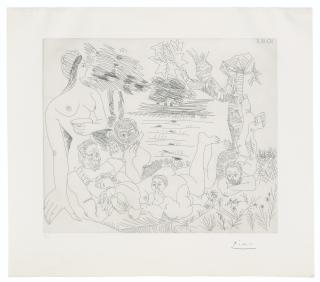 Pablo Picasso - Scène pastorale poussinesque sur le thème de Pan et Syrinx, from: Séries 347
