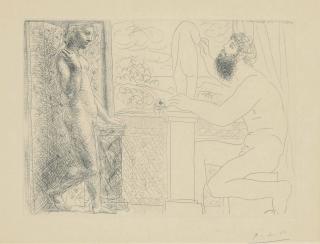 Pablo Picasso - Sculpteur et son modèle devant une fenêtre, from:  La Suite Vollard