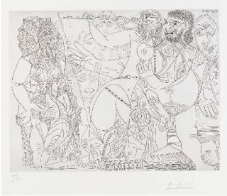 Pablo Picasso - Superproduction hollywoodienne, avec Spectateurs, from Series 347 (B. 1823; Ba. 1840IIBb1)