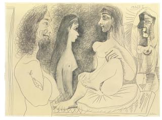 Pablo Picasso - Trois femmes nues et buste d\'homme