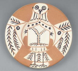 Pablo Picasso - White owl on red ground (Ramié 395)