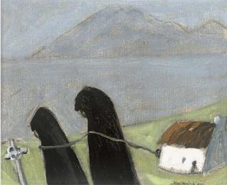 Padraig Macmiadhachain, R.W.A. - Monks Pulling An Old Cottage, Co. Mayo