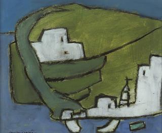 Padraig Macmiadhachain, R.W.A. - The Harbour and Large White House, Gozo