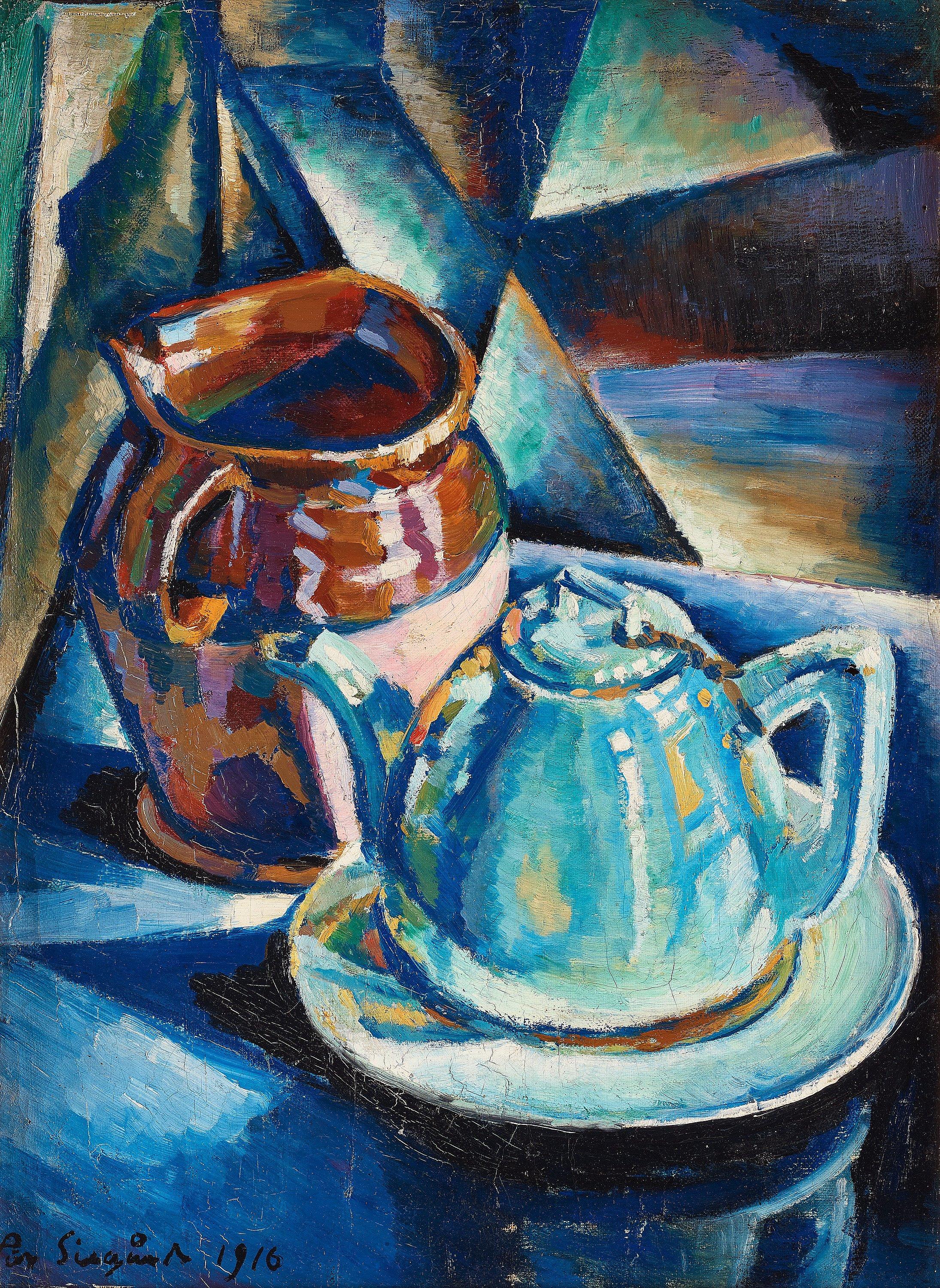 Pär Siegård - Still life with vase and a tea pot.