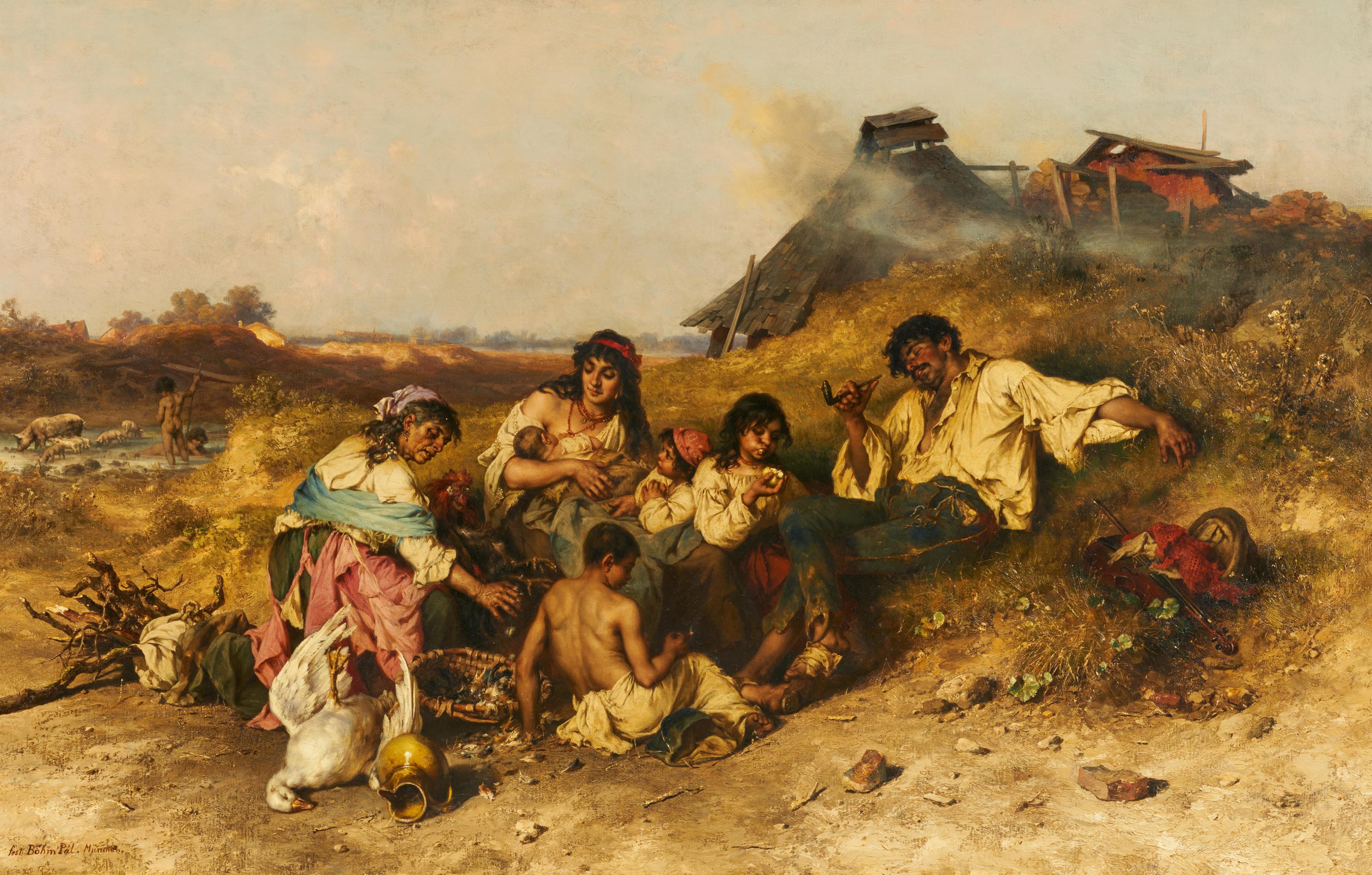 Pál Böhm - Bauernfamilie bei der Rast.