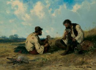 Pál Böhm - Die Kartenspieler.