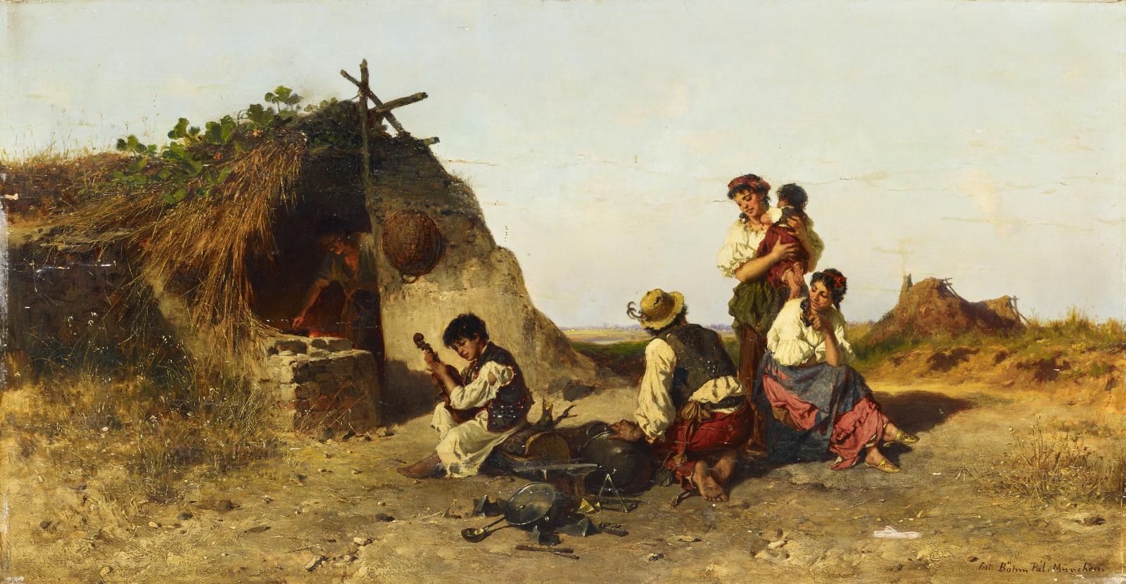 Pál Böhm - Familie vor ihrem Lager in der Puszta