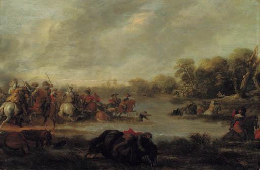 Palamedes Palamedesz. I - A cavalry skirmish by a river