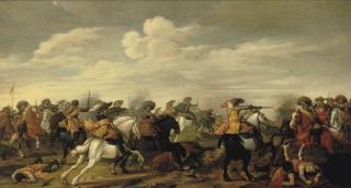 Palamedes Palamedesz. - A cavalry skirmish in a landscape