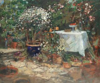 Pamela Kay R.W.S., R.B.A., N.E.A.C. - Marguerites And The Dessert Table