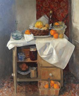 Pamela Kay R.W.S., R.B.A., N.E.A.C. - Still Life Cupboard With Marmalade