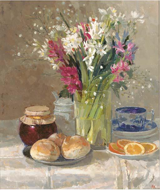 Pamela Kay - Breakfast still life with hyacinths