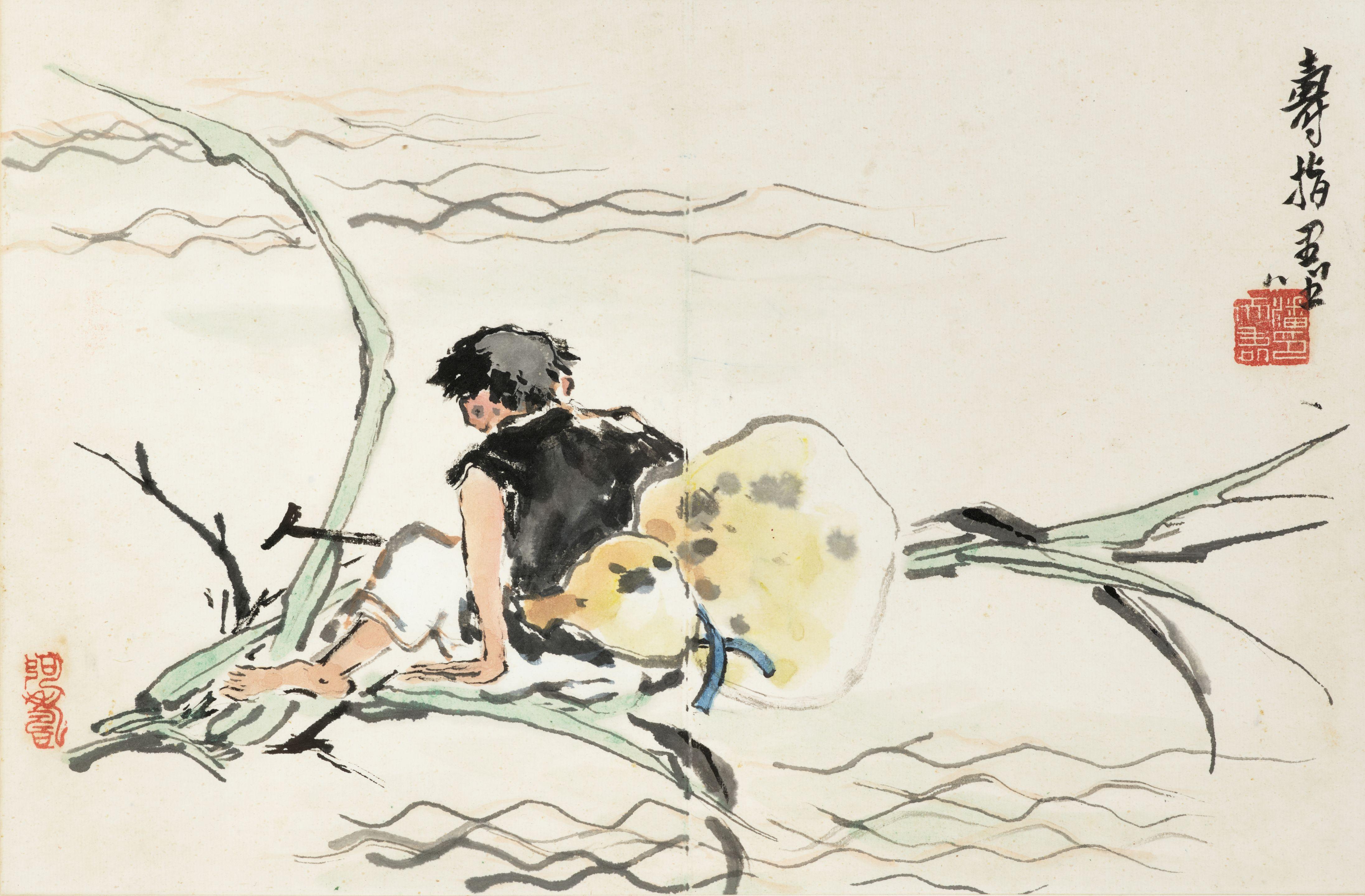 Pan Tianshou - Crossing River on Reed