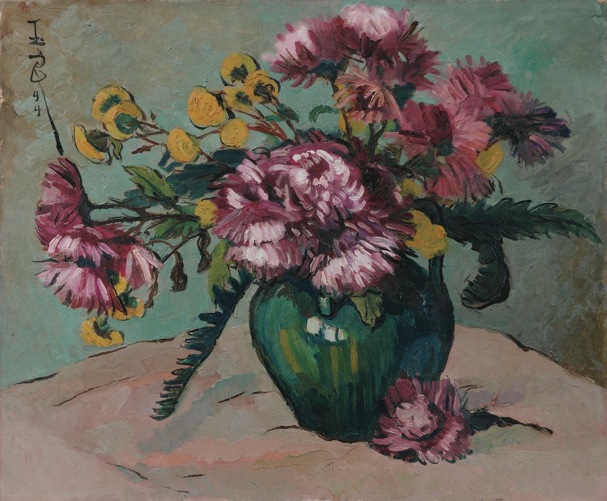 Pan Yuliang - Bouquet De Chrysanthemes Roses