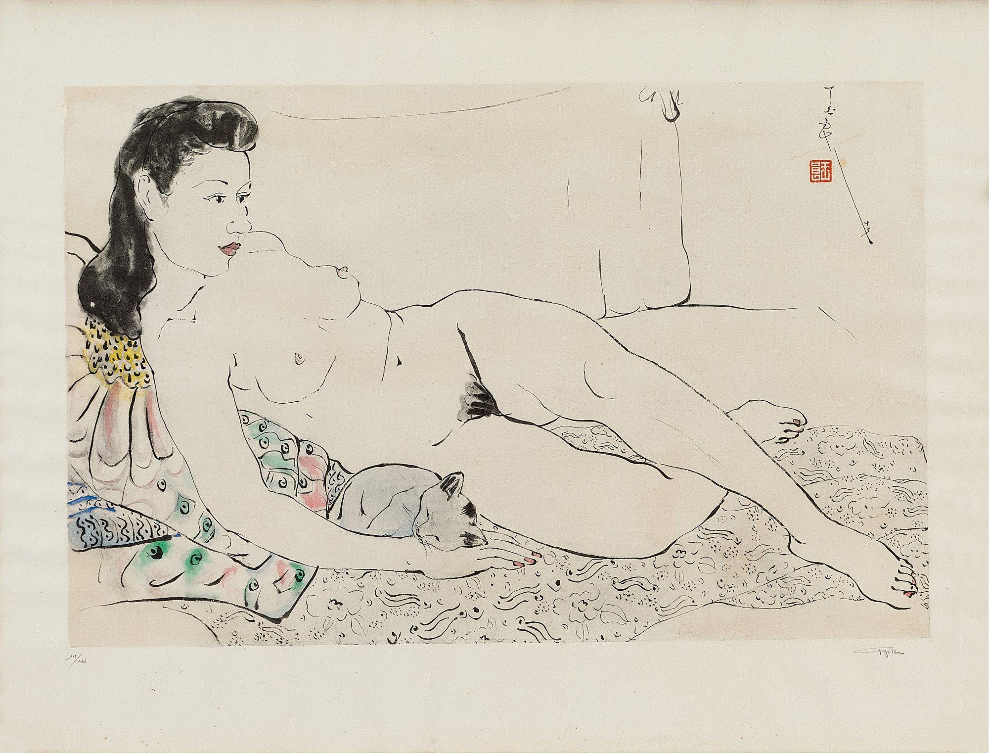 Pan Yuliang - Lady and a cat