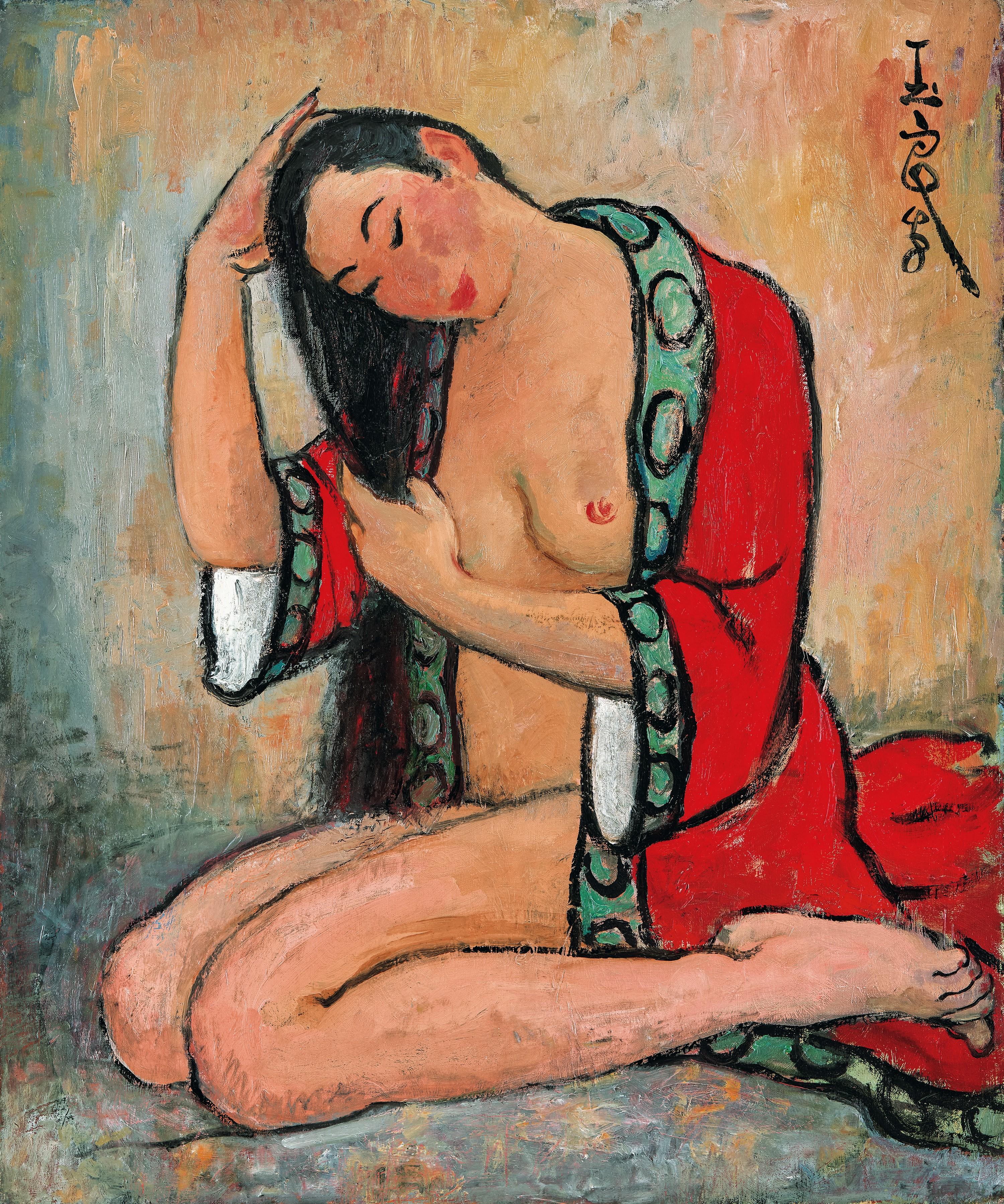Pan Yuliang - Lady Brushing Her Hair(Painted in 1948)