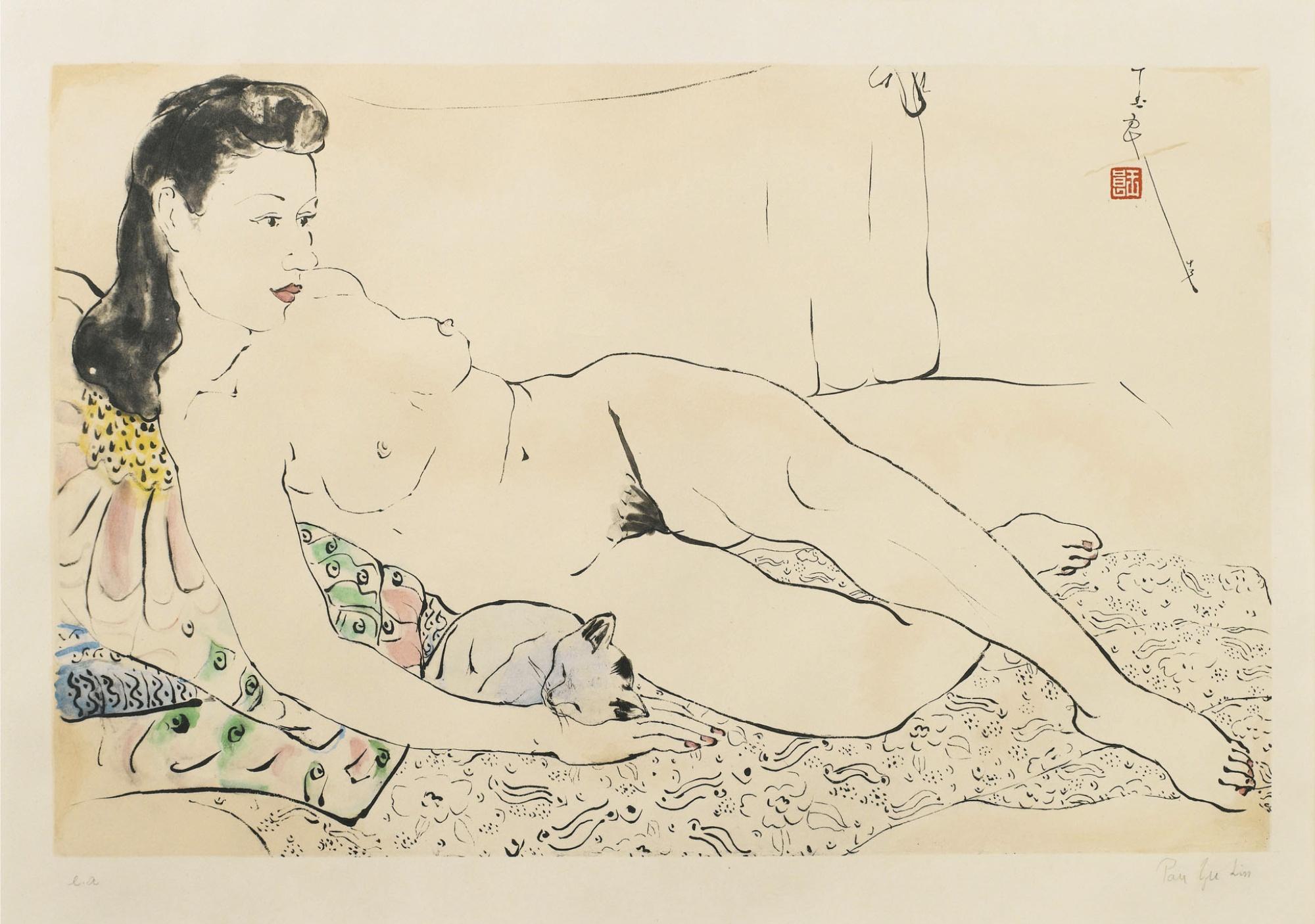 Pan Yuliang - Nude With A Cat