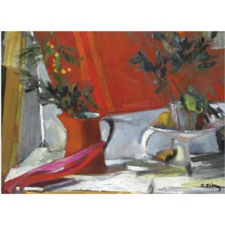 Panayiotis Tetsis - Greek Still Life In Red