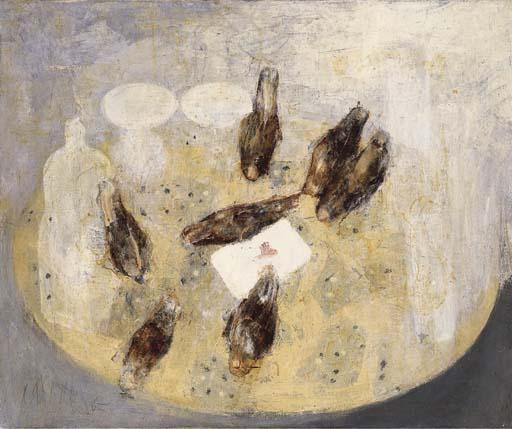 Pancho Cossío - Bodegón con botella y brevas