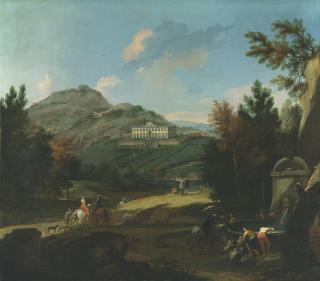 Pandolfo Reschi - Villa del Barone at Montemurlo, Prato, with travellers
