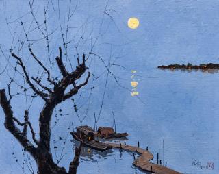 Pang Jiun - Moonlight On River(Painted In 2017)