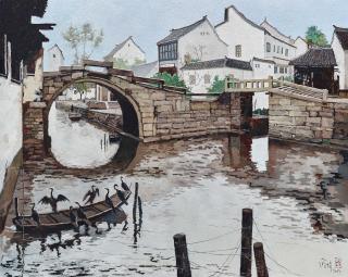 Pang Jiun - SCENERY OF ZHOUZHUANG DOUBLE BRIDGE