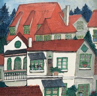 Pang Xunqin - Red Roof (Painted In 1977)