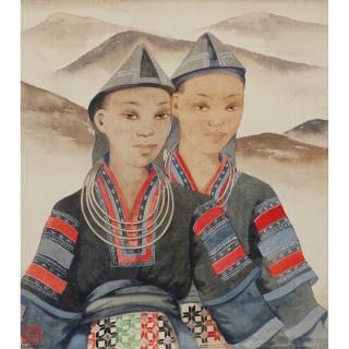 Pang Xunqin - Two Ethnic Girls