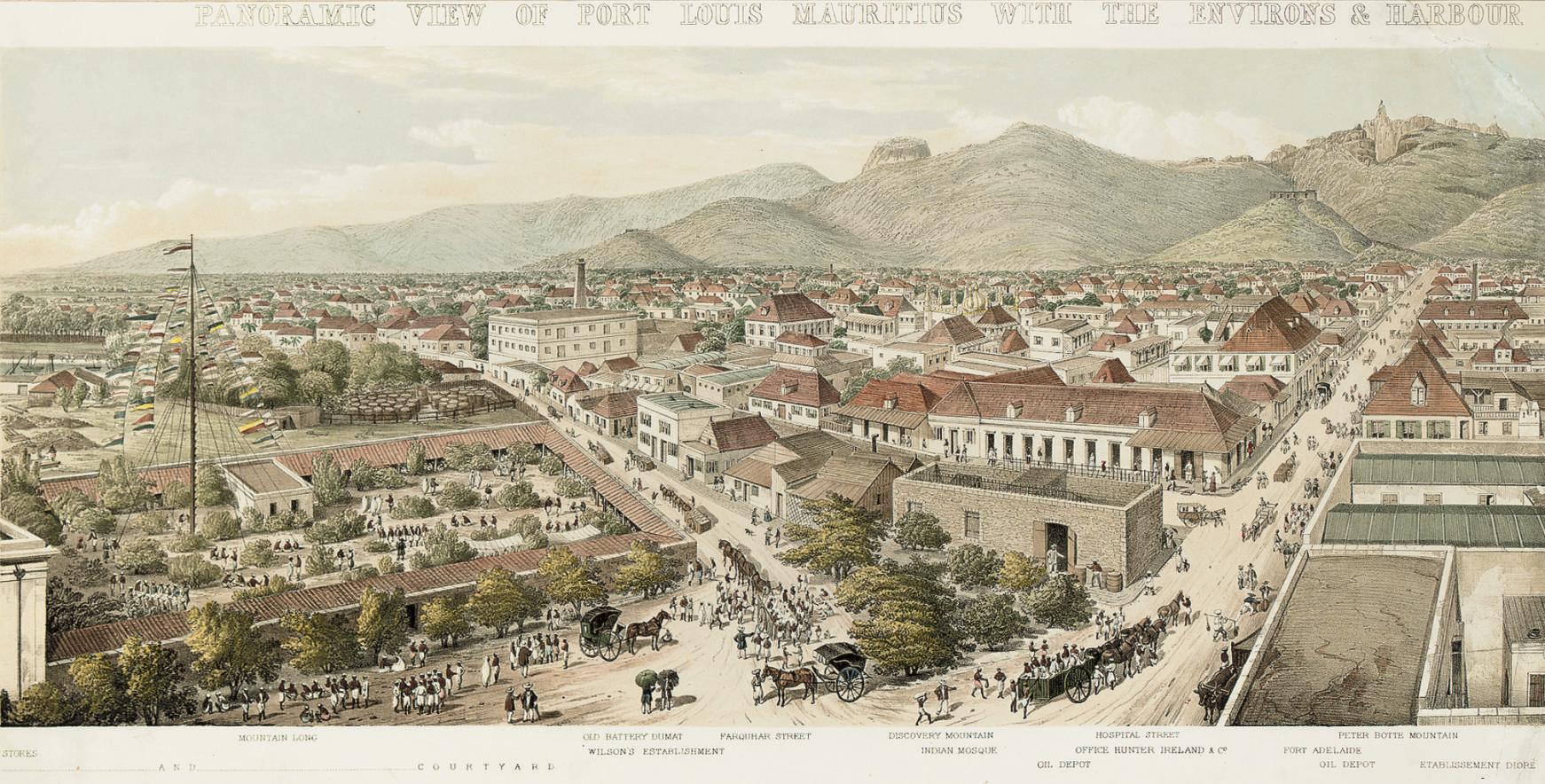Panoramic View of Port Louis Mauritius with the Environs & Harbour taken from Tower of the Scotch Church, Jan 1859