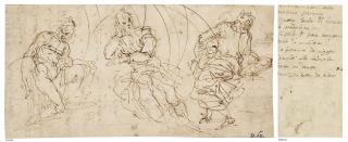 Paolo Caliari, Called Veronese - Studies of seated men, one reading a book