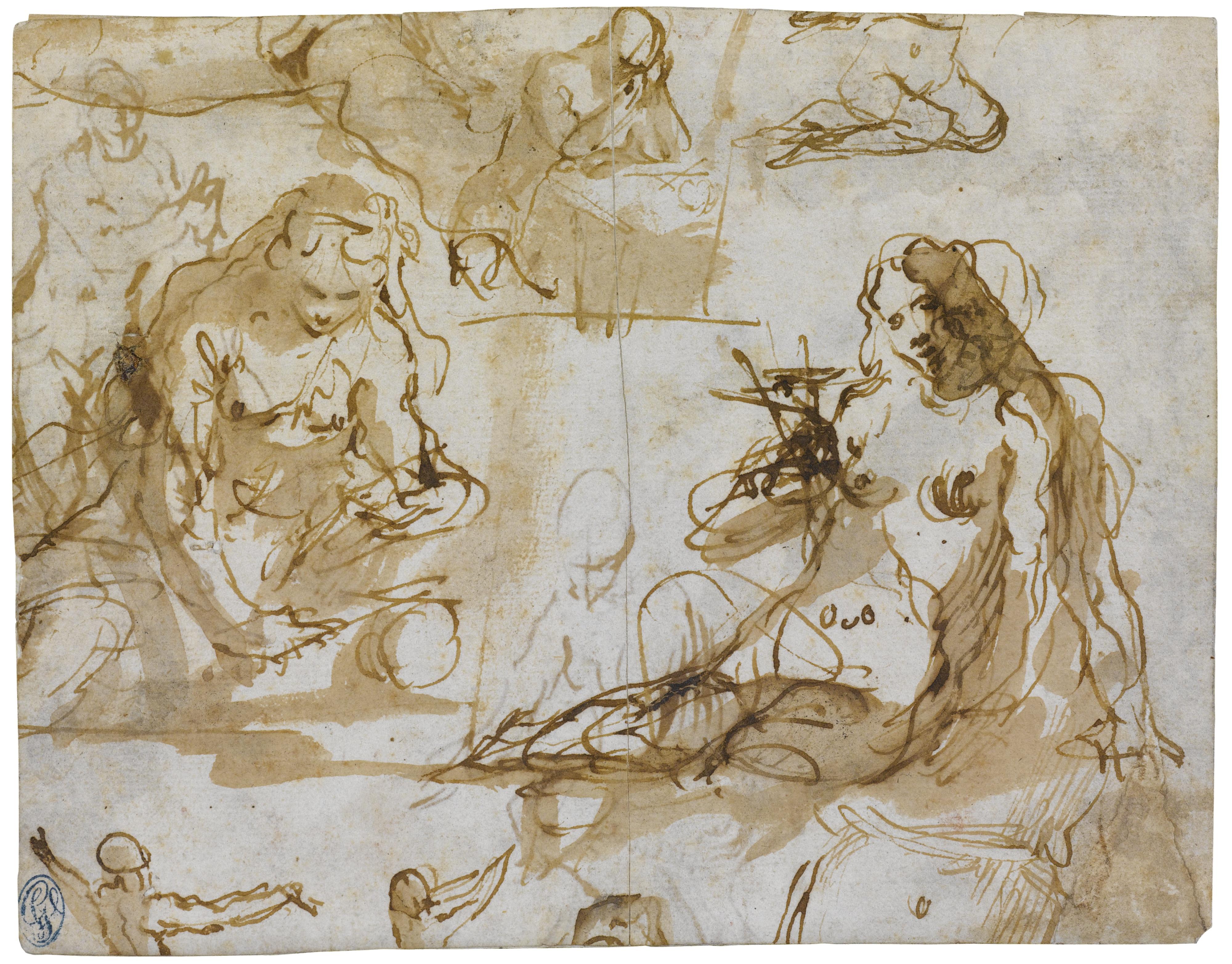 Paolo Caliari - Sheet Of Studies For A Penitent Magdalen