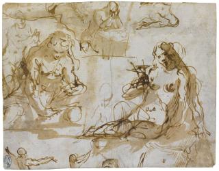 Paolo Caliari - Sheet Of Studies For A Penitent Magdalen