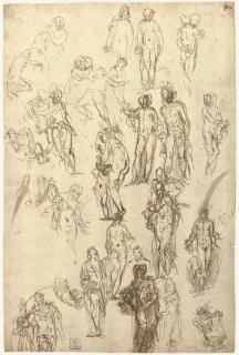 Paolo Caliari - Studies of Mercury, Venus, Cupid and Saturn and other figures
