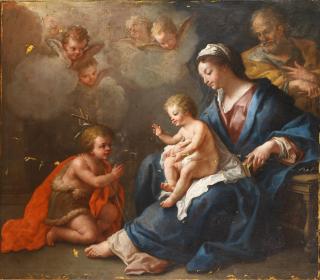 Paolo de Matteis - The Holy Family with the Infant Saint John the Baptist and attendant putti