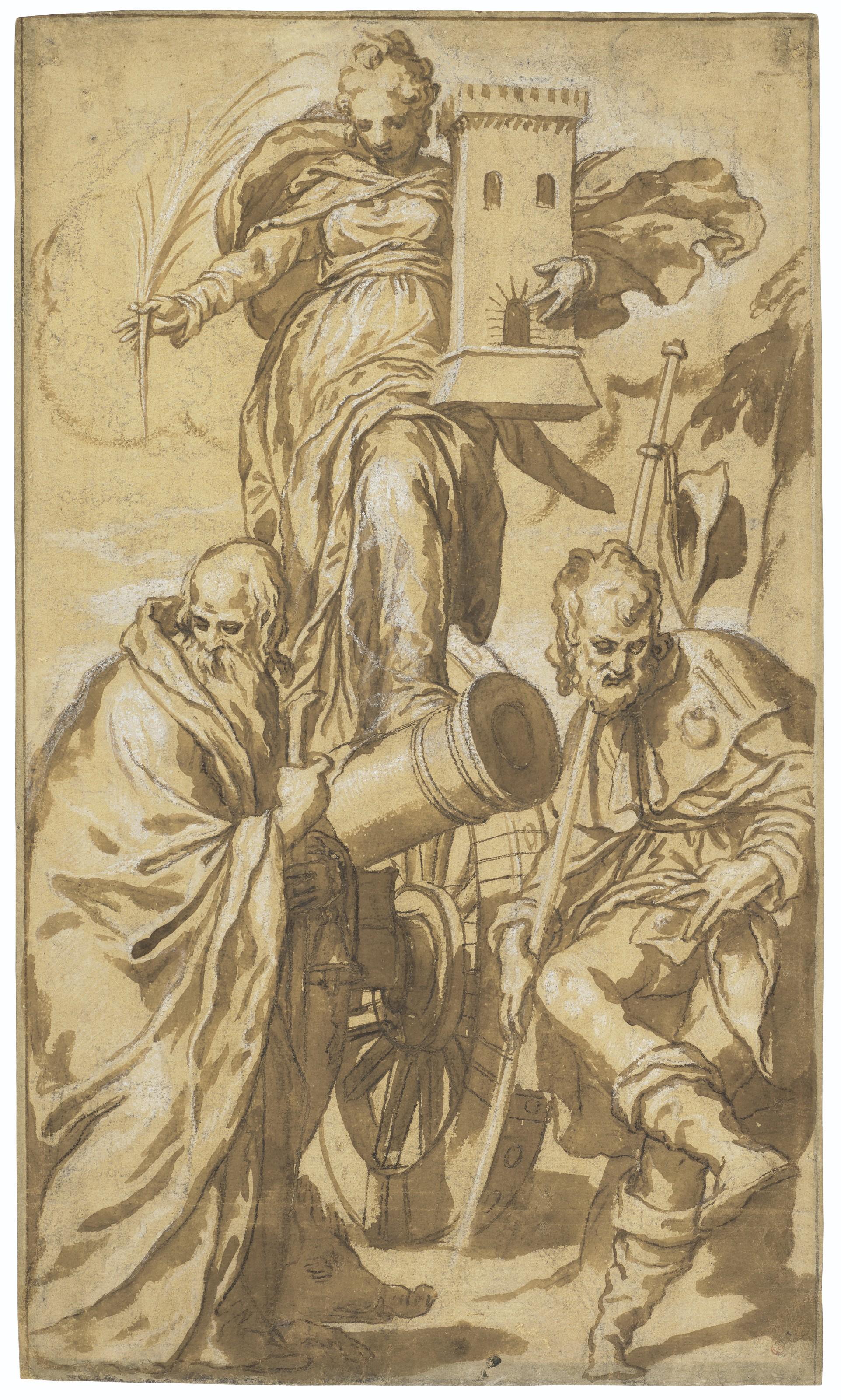 Paolo Farinati - Saint Barbara with Saints Anthony Abbot and Roch