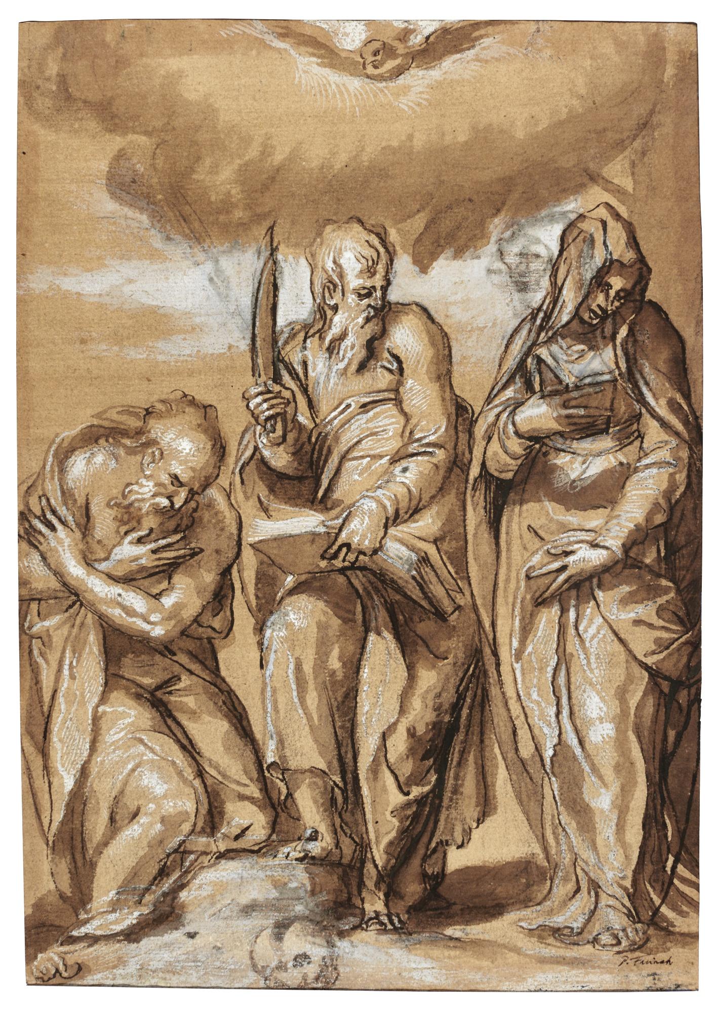 Paolo Farinati - Saint Jerome, Saint Bartholomew And Saint Claire 