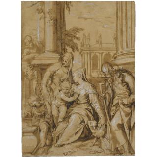 Paolo Farinati - The Holy Family With St Anne And The Infant St John The Baptist 