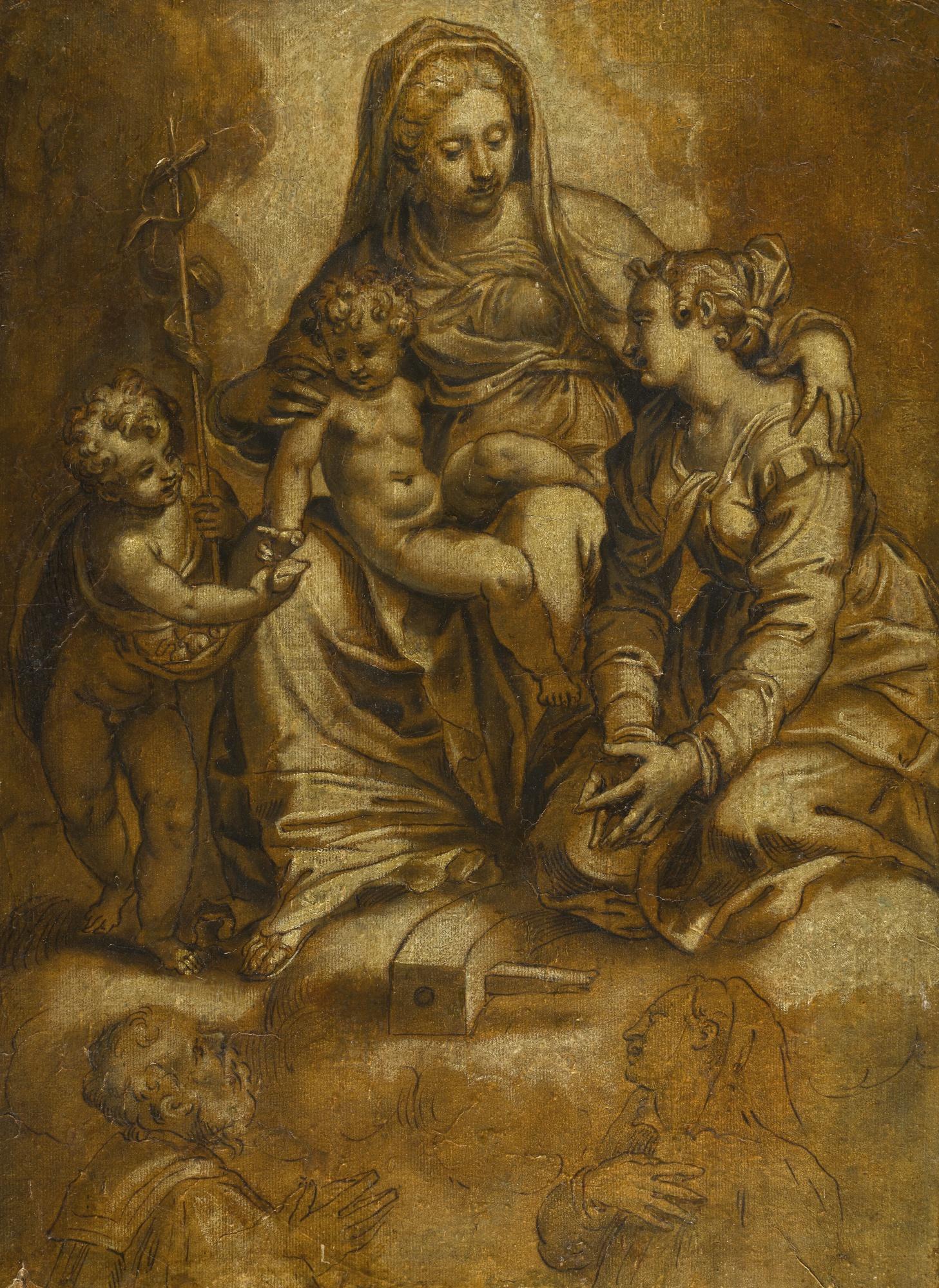 Paolo Farinati - The Madonna And Child With St. Catherine, St. John The Baptist And Two Donors Beneath 