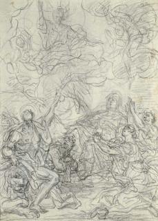 Paolo Gerolamo Piola - Assunzione della Vergine (retro); Tobiolo e l\'angelo (verso)