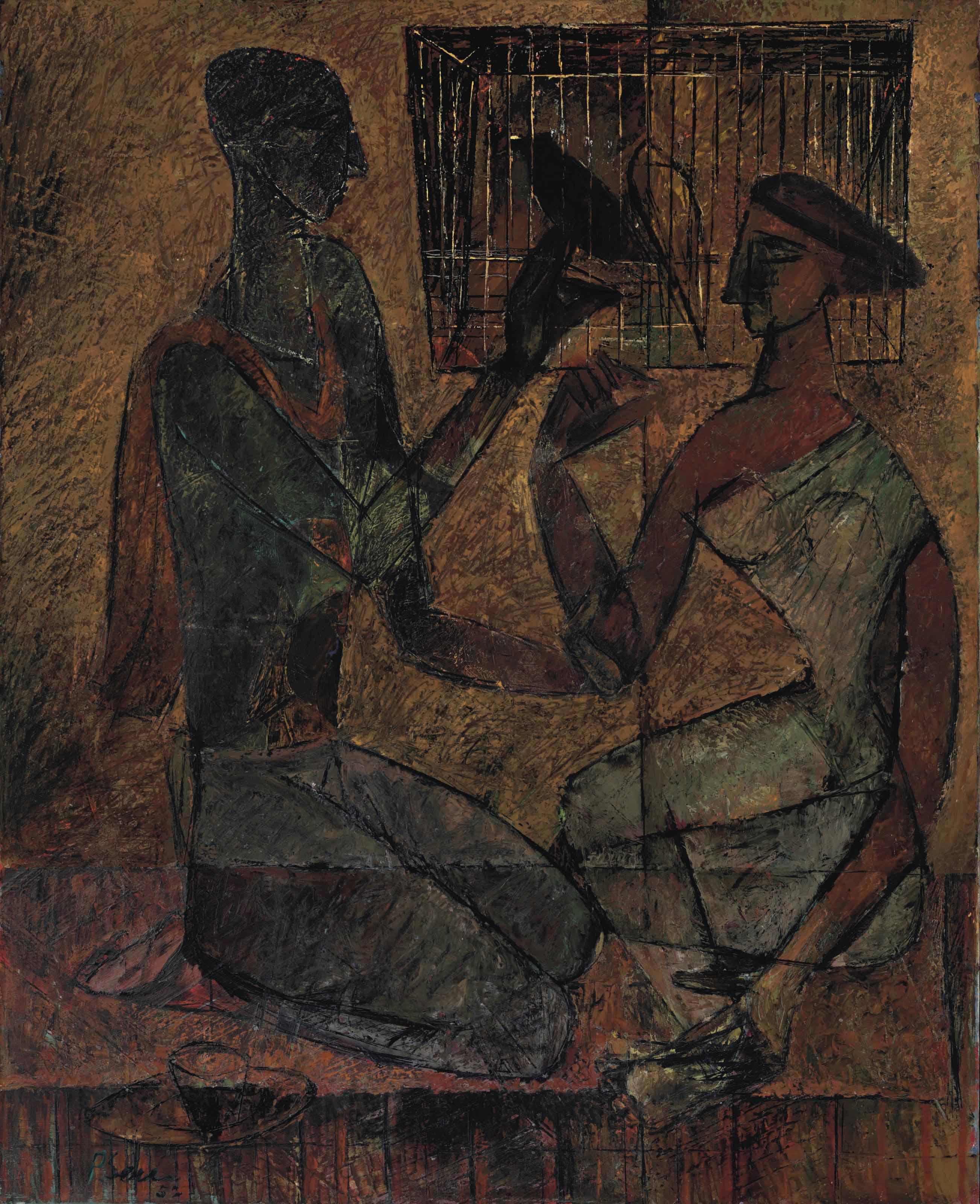 Paritosh Sen - Untitled (Couple With Bird)