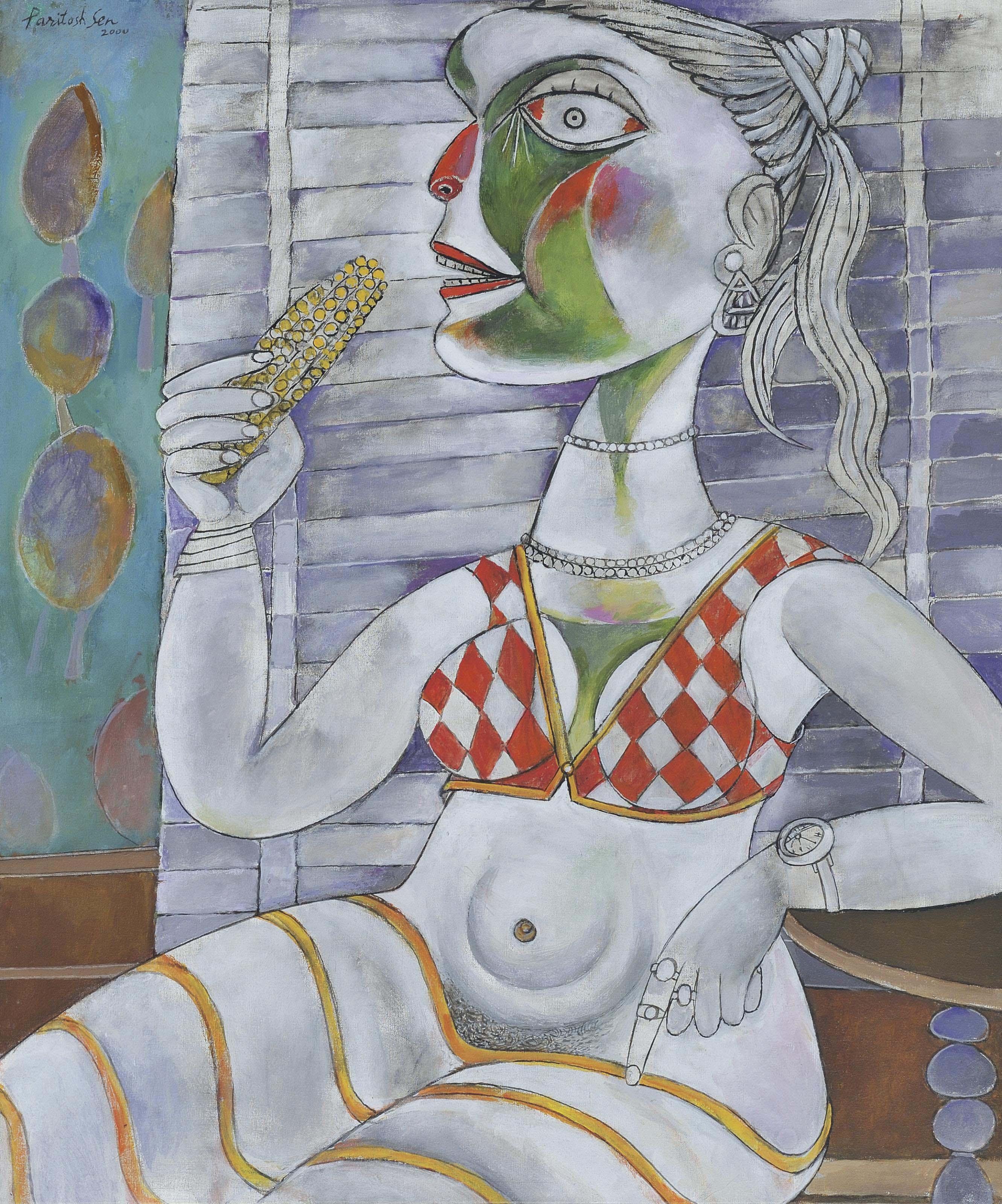 Paritosh Sen - Woman Eating Bhutta