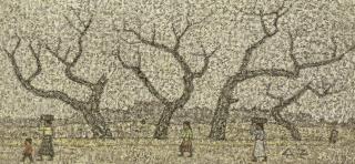 Park Sookeun - Figures in a landscape, 1964
